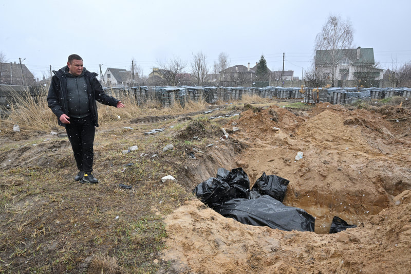 Украинският град Буча, общ гроб след изтеглянето на руската армия
